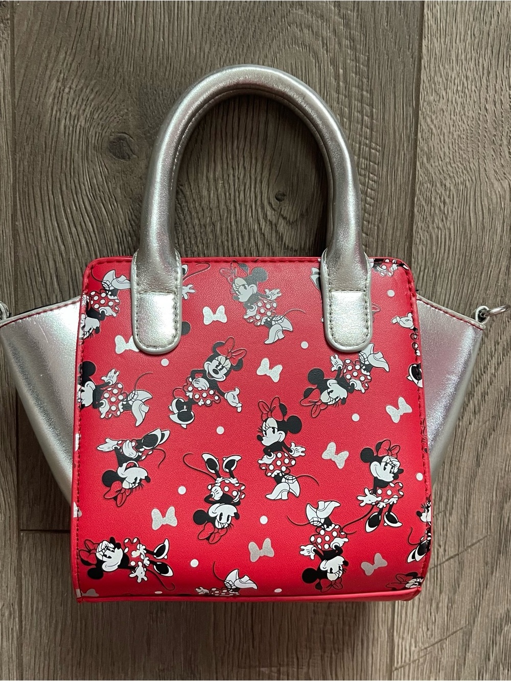 Disney Parks Minnie Mouse Bow Red Silver Girls Small Purse Bag READ